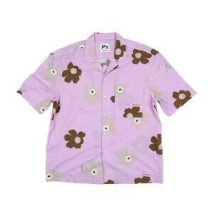 President's Floral Print Button Front Shirt Lilla Size L